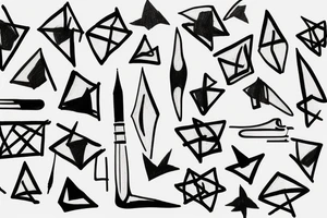 Small tattoo of an abstract pencil, canvas, camera & brush tattoo idea