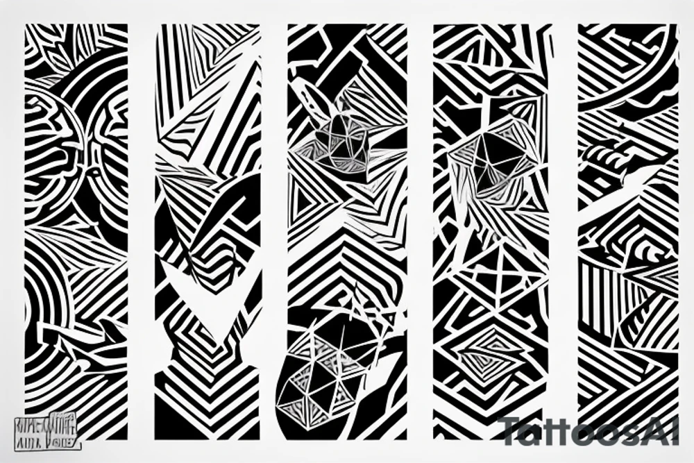 Small tattoo of an abstract pencil, canvas, camera & brush tattoo idea