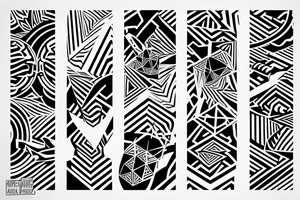Small tattoo of an abstract pencil, canvas, camera & brush tattoo idea