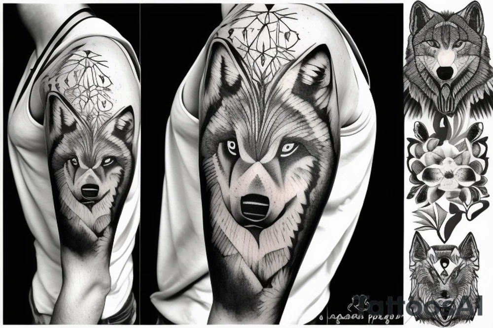 Loup dans une foret tattoo idea