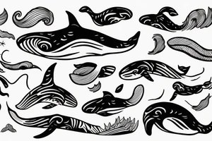 Wave whale and surfer tattoo idea