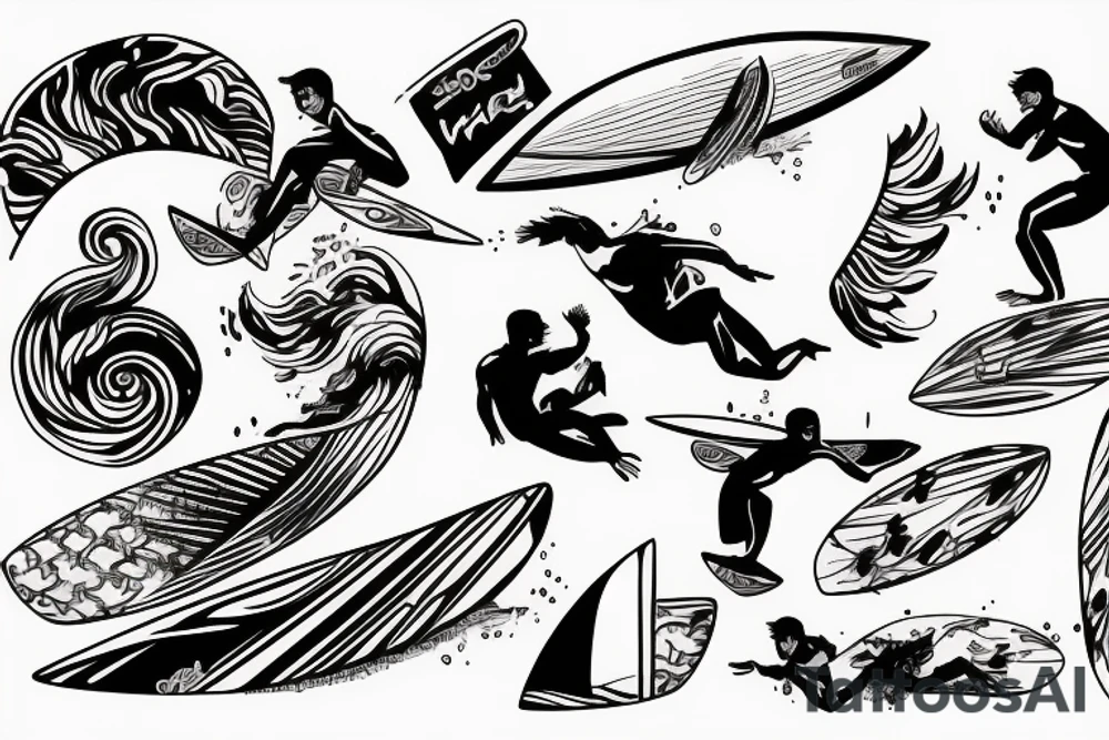 Wave catching surfer tattoo idea