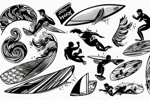 Wave catching surfer tattoo idea