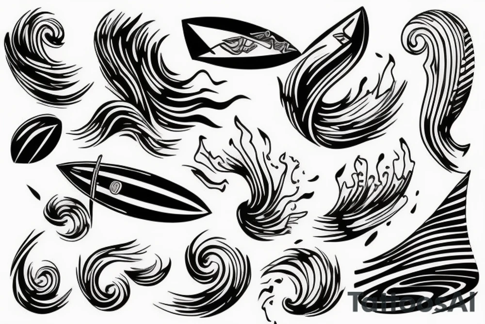 Wave catching surfer tattoo idea
