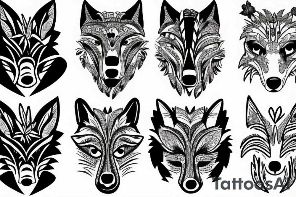 loup et vegetation tattoo idea