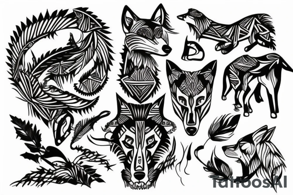 loup et vegetation tattoo idea