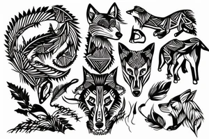 loup et vegetation tattoo idea