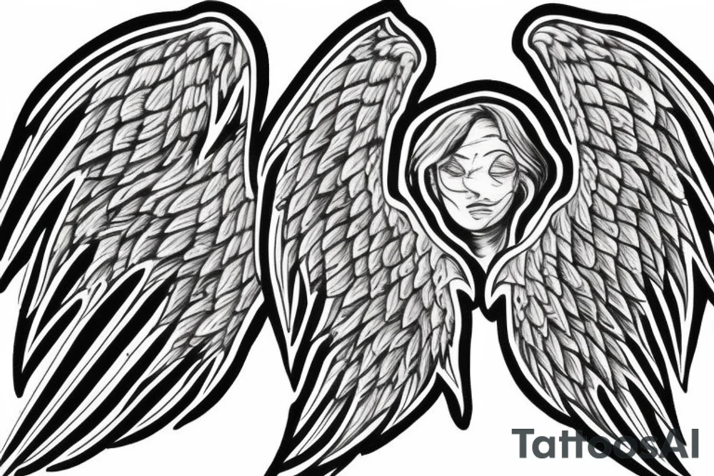 angel wings with the words memento mori tattoo idea