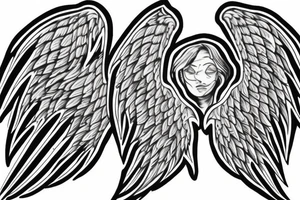 angel wings with the words memento mori tattoo idea