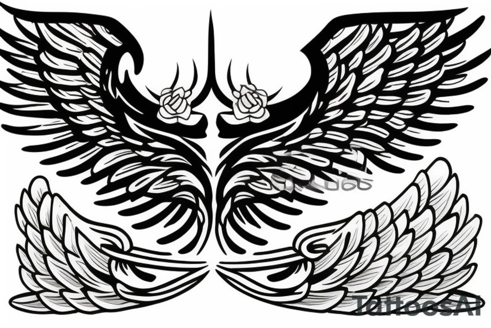 angel wings with the words memento mori tattoo idea
