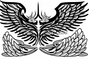 angel wings with the words memento mori tattoo idea