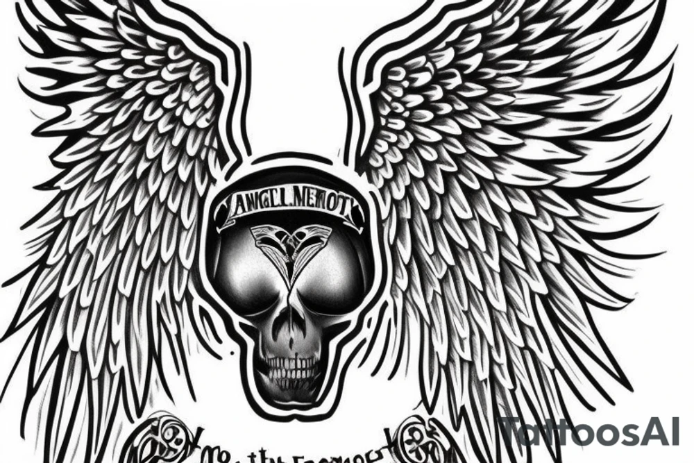 angel wings with the quote memento mori tattoo idea