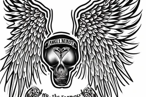 angel wings with the quote memento mori tattoo idea