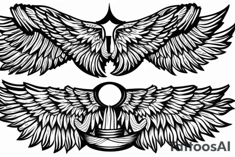 angel wings with holy circle tattoo idea