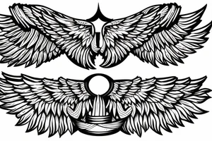 angel wings with holy circle tattoo idea