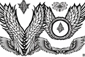 angel wings with holy circle tattoo idea