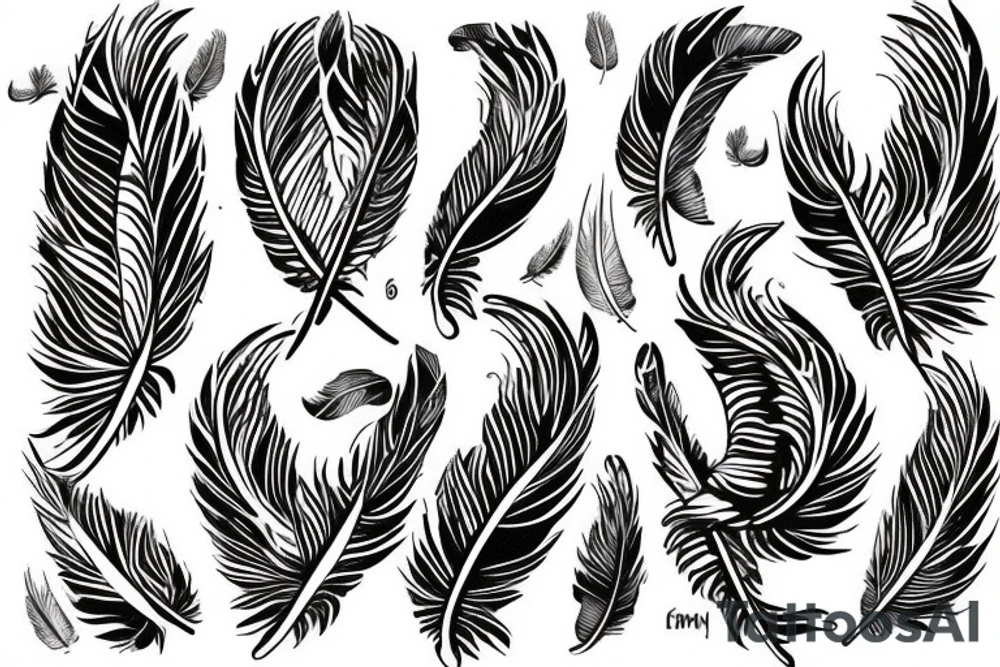 angel wings with fallen feather tattoo idea