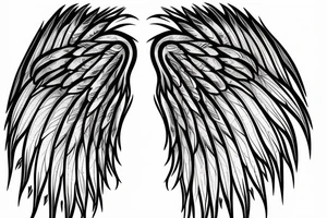 angel wings with fallen feather tattoo idea
