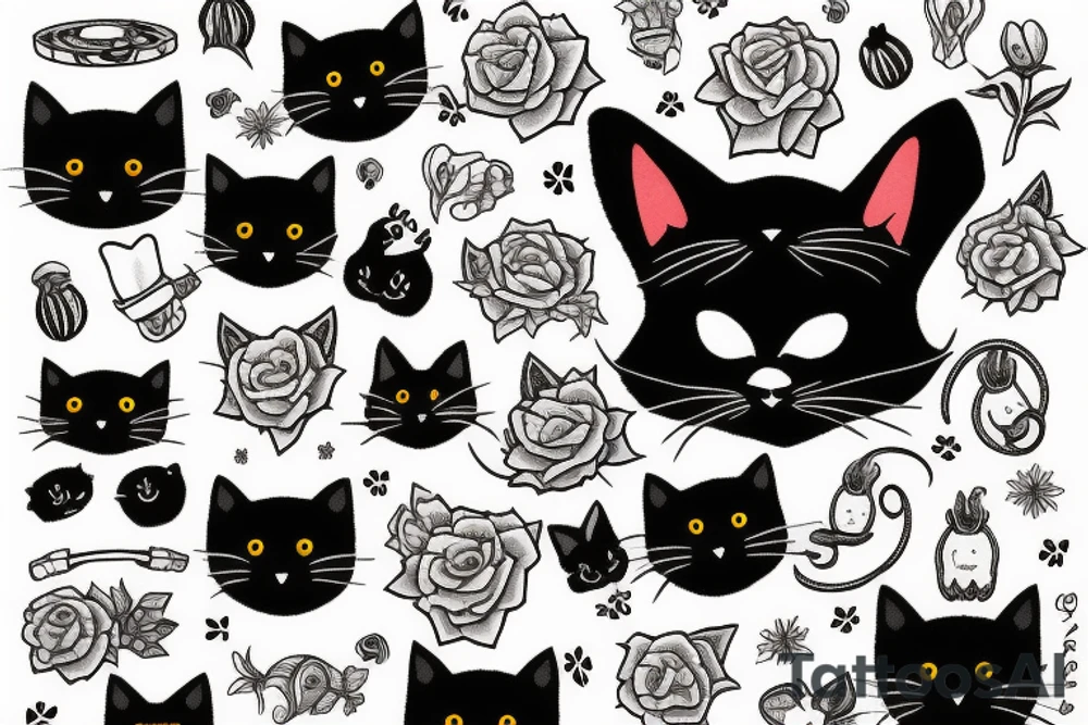 Black cat with a cute sweater 0 tattoo idea