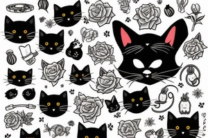 Black cat with a cute sweater 0 tattoo idea