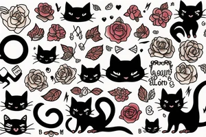 Black cat with a cute sweater tattoo idea