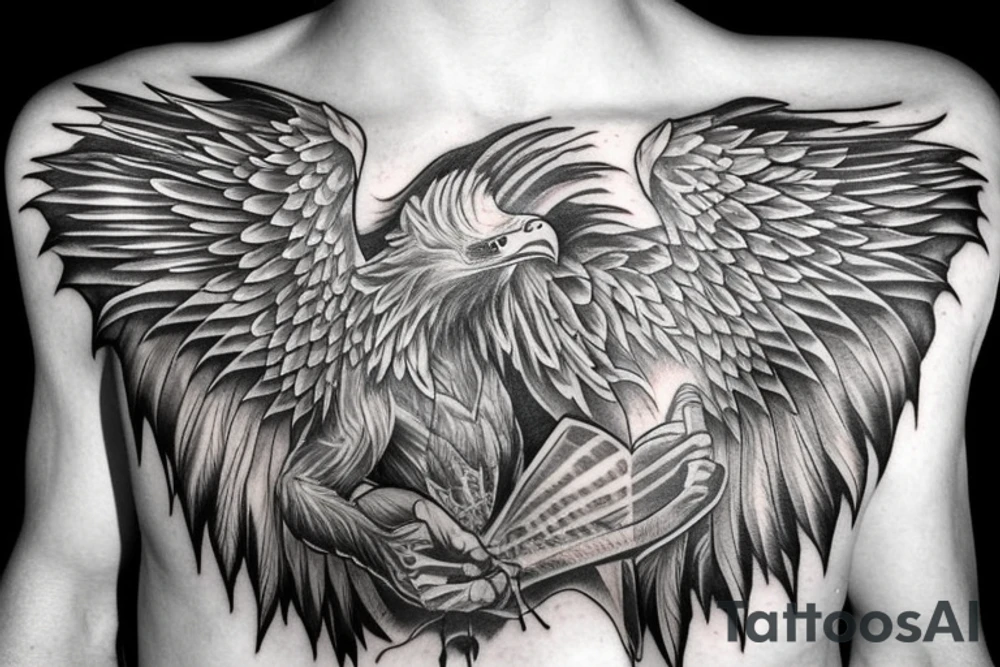 eagle wing with computer details tattoo idea