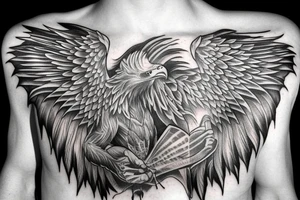 eagle wing with computer details tattoo idea