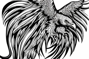 eagle wing with computer details tattoo idea