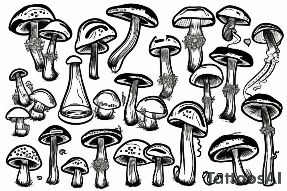 Mushroom smoking a bong tattoo idea