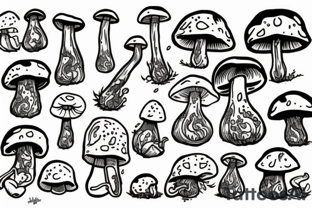 Mushroom smoking a bong tattoo idea
