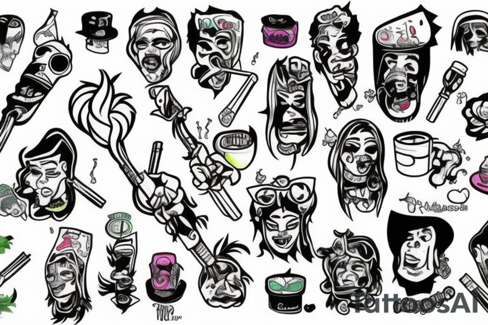 Cartoons smoking a bong tattoo idea