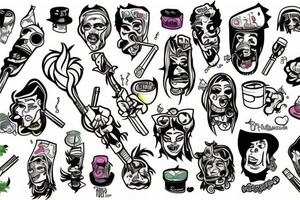 Cartoons smoking a bong tattoo idea