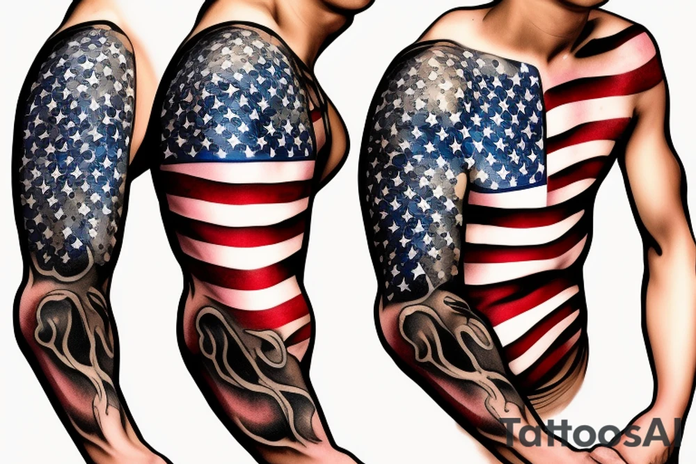 a tattoo where it looks like skin is being removed and American flag is under the skin tattoo idea
