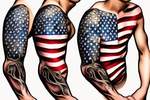 a tattoo where it looks like skin is being removed and American flag is under the skin tattoo idea