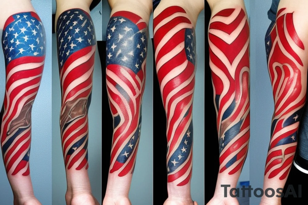 a tattoo where it looks like skin is being removed and American flag is under the skin tattoo idea