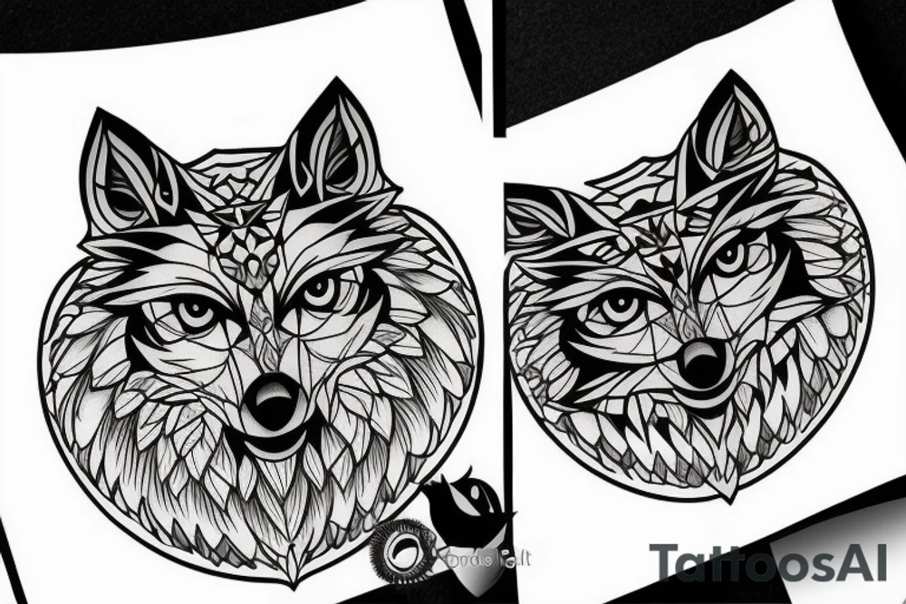 Wolf owl tattoo idea