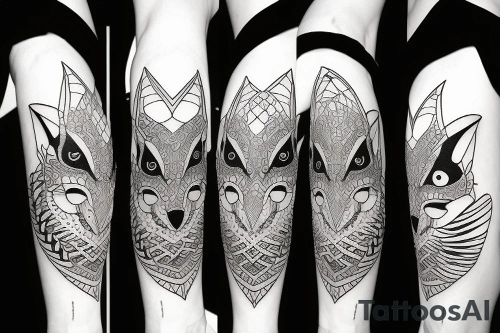 Wolf owl tattoo idea