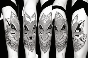 Wolf owl tattoo idea