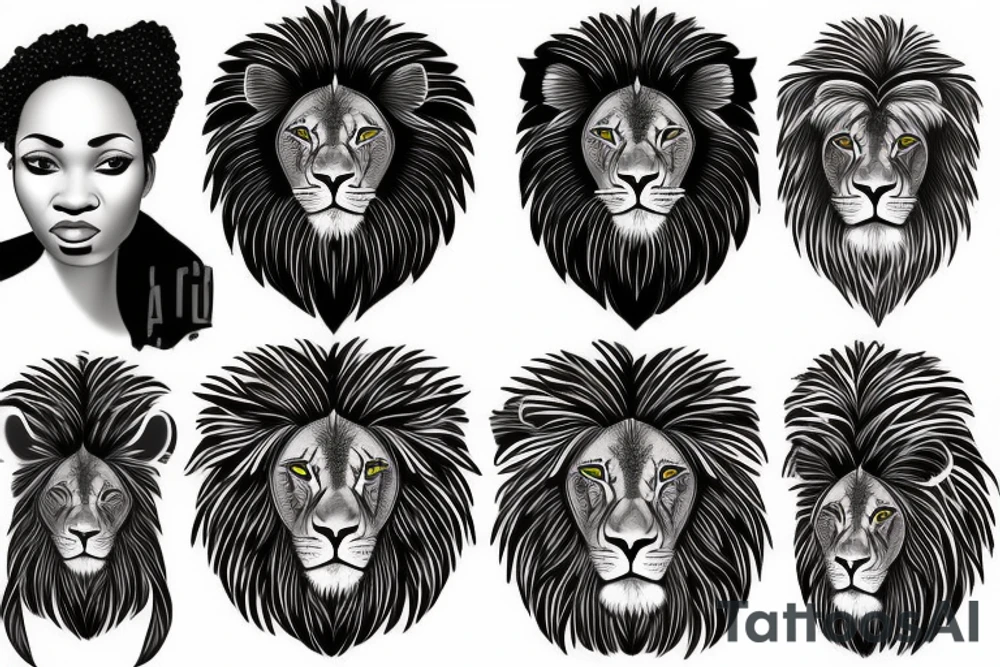 African Nigerian with lion head and numbers tattoo idea