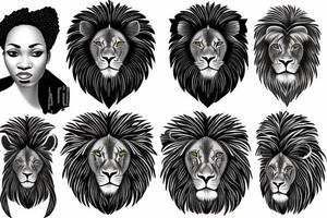 African Nigerian with lion head and numbers tattoo idea