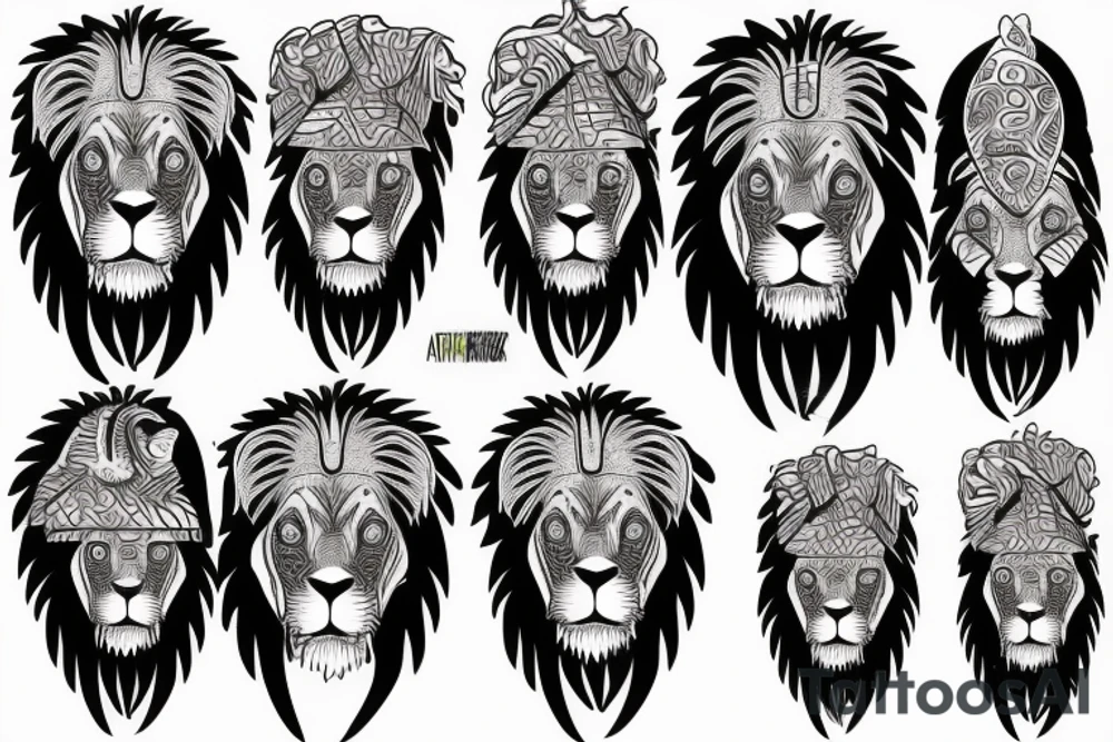 African Nigerian with lion head and numbers tattoo idea