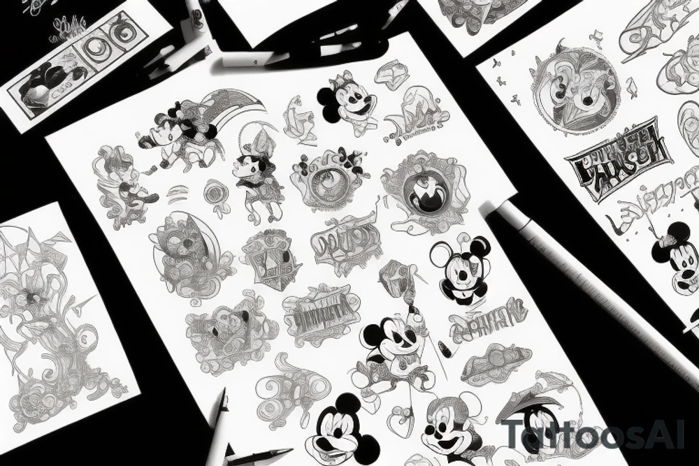 Postacie z bajek disney tattoo idea