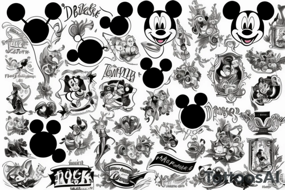 Postacie z bajek disney tattoo idea