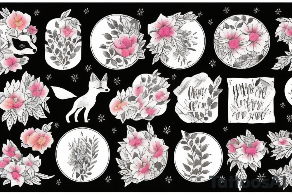 fox surrounded by flowers tattoo idea