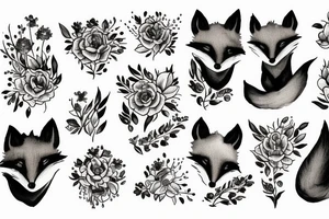 fox surrounded by flowers tattoo idea