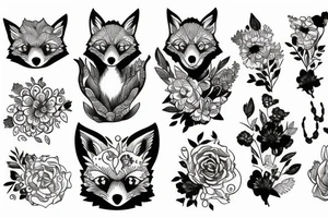 fox encircled by flowers tattoo idea