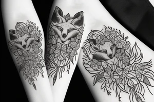 fox encircled by flowers tattoo idea