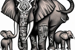 Elephant sorrounded by nature, jesus and love tattoo idea