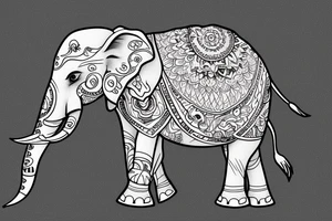 Elephant sorrounded by a golden dog tattoo idea