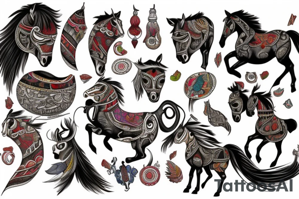 rearing horse diring indian american tattoo idea